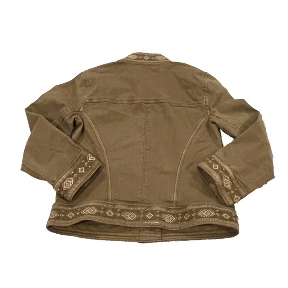 White House Black Market Brown Denim Military Jacket; Gold Buttons; Size 00 - Picture 2 of 10